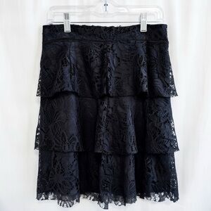 Chic Black Lace Tiered Mini Skirt